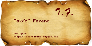 Takó Ferenc névjegykártya
